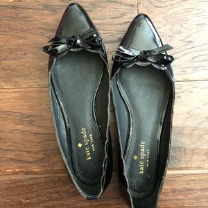 Kate Spade ♠️ Patent Leather Bow Flat Shoe (Black)